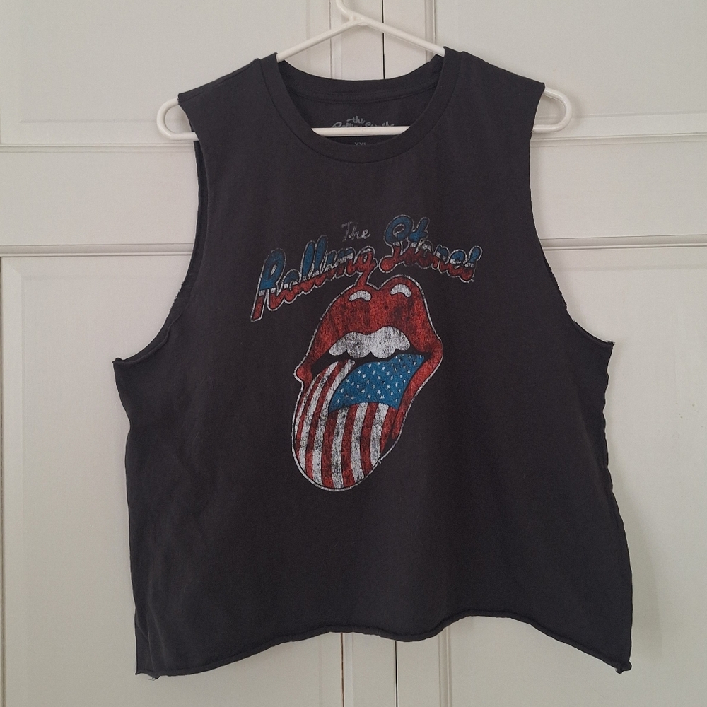 Rolling Stones cropped rough cut cotton tank top